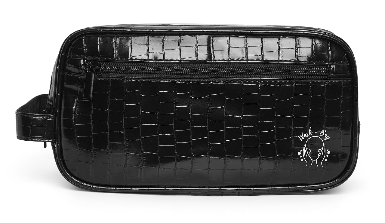 Premium Croc-Texture Travel Wash Bag