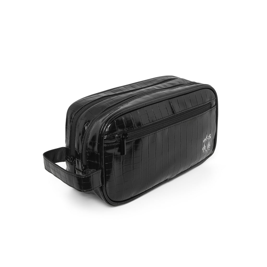 Premium Croc-Texture Travel Wash Bag