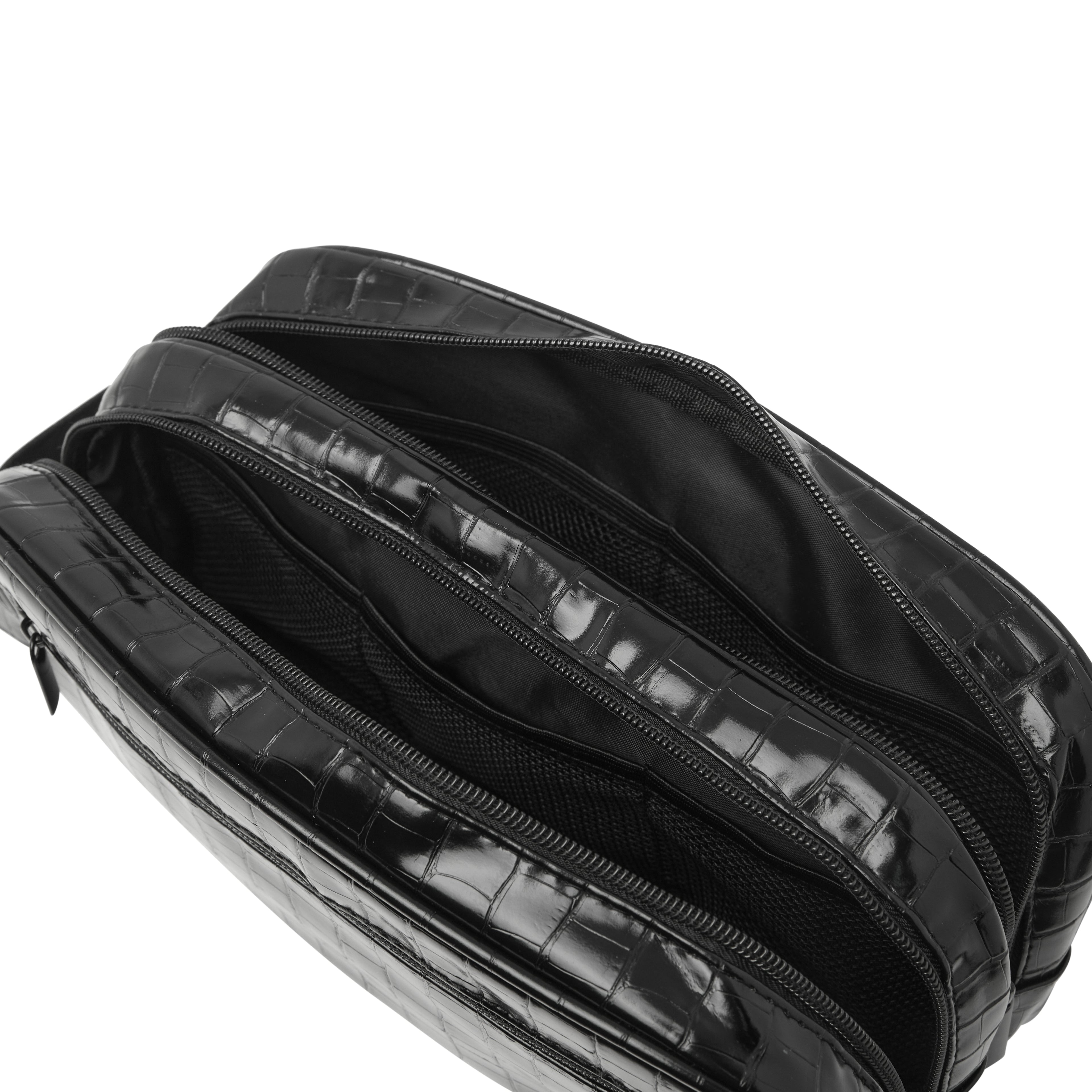 Premium Croc-Texture Travel Wash Bag