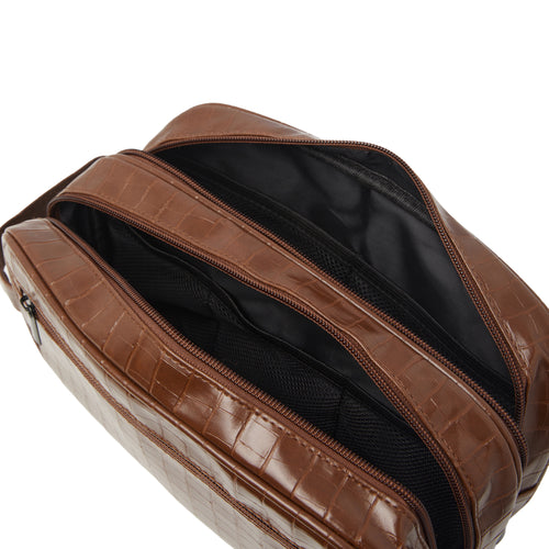 Premium Croc-Texture Travel Wash Bag